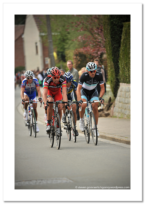 Ronde van Vlaanderen 2011, Kapellestraat, Fabian Cancellara, Alessandro Ballan, Bjorn Leukemans, Sylvain Chavanel