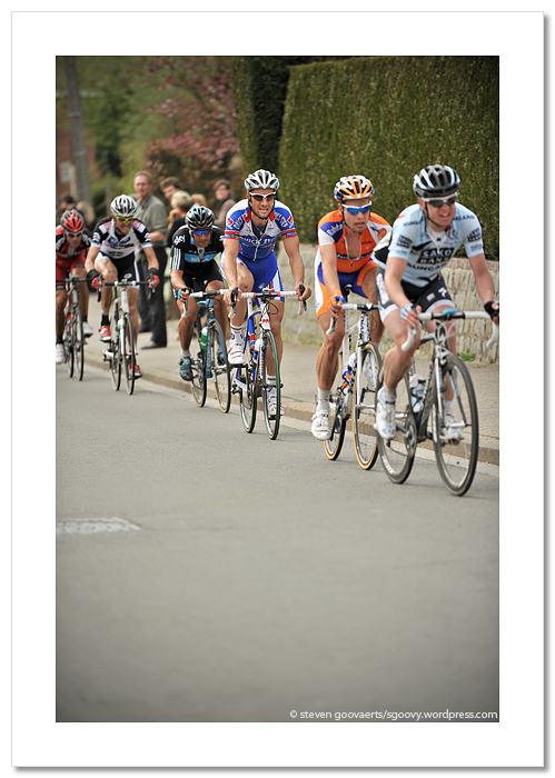 Ronde van Vlaanderen 2011, Kapellestraat, Nick Nuyens, Sebastian Langeveld, Tom Boonen, Juan-Antonio Flecha